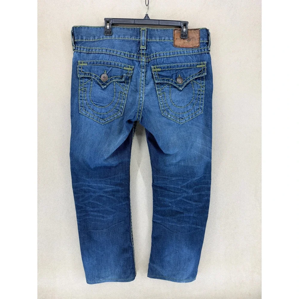 True Religion Billy Super T Jeans Mens 36 Blue Denim Straight‎ Leg World Tour